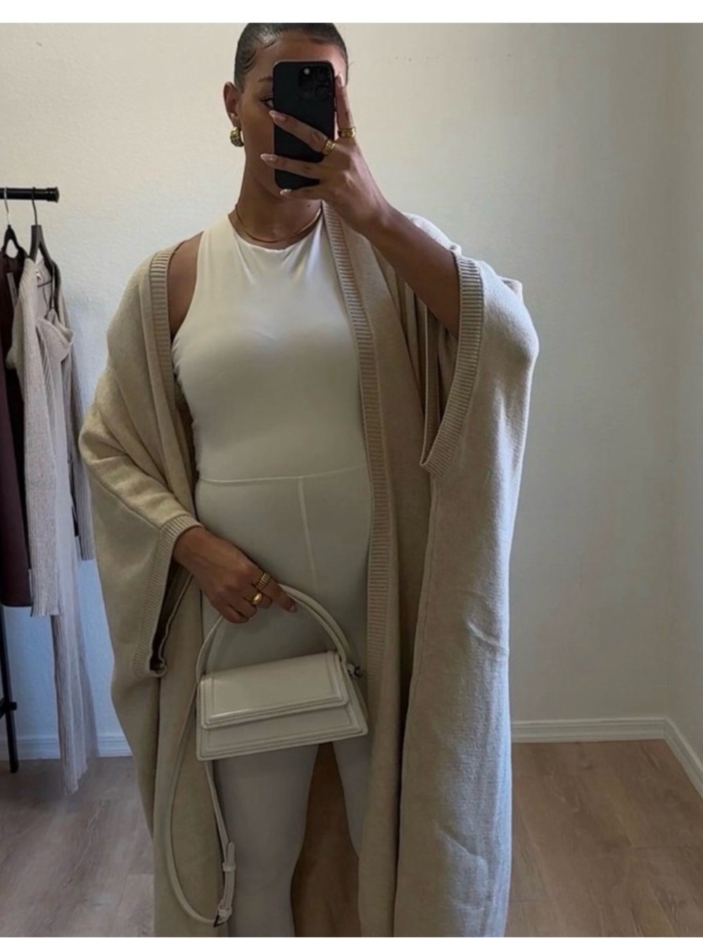 Revolve Song of Style Beige Nude Cream Women's Longline Cardigan Maxine Duster - Picture 4 of 6